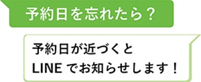 質問3「予約日を忘れたら?」回答3「予約日が近づくとLINEでお知らせします!」